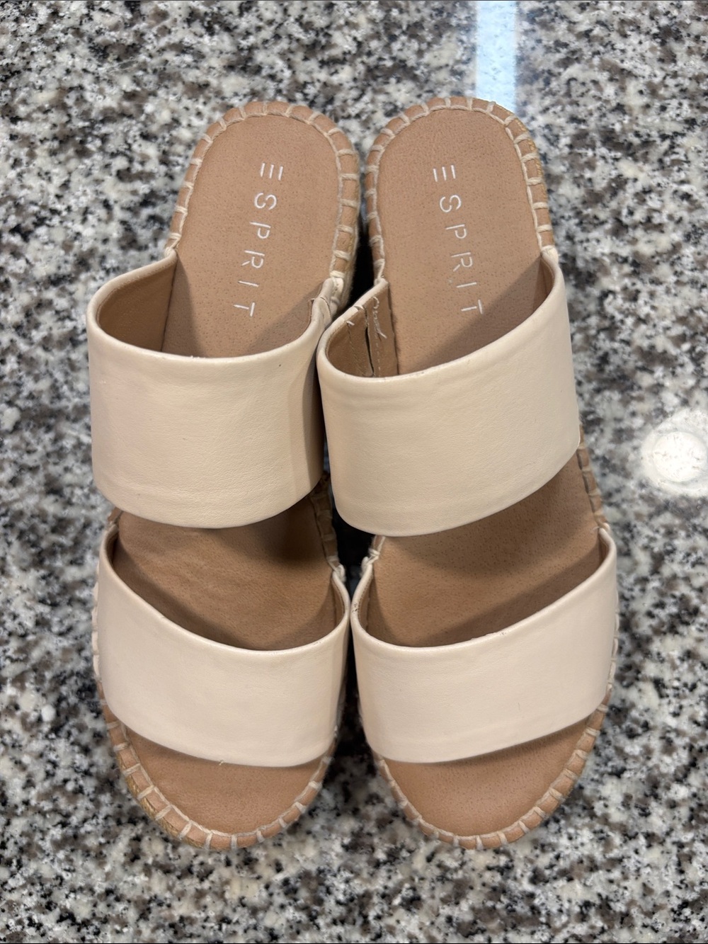Esprit Women's Beige Double-Band Slide Sandals